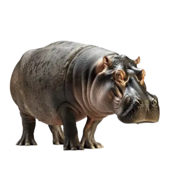 a hippo is standing in front of a white background