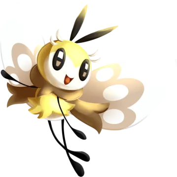 a cartoon bee flying through the air with its wings spread out