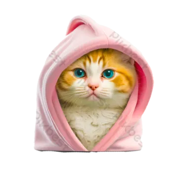 a cat in a pink hoodie