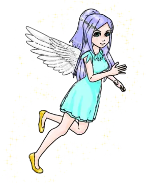 an illustration of a little girl with angel wings