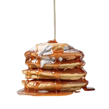a stack of pancakes with syrup on top