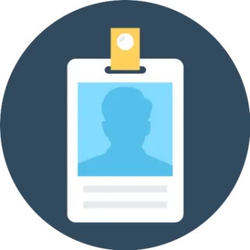 a badge with an image of a person on it