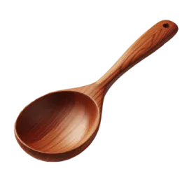 a wooden spoon on a white background