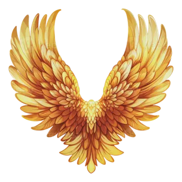 an orange and yellow wings on a white background
