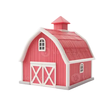 a red barn with a white roof