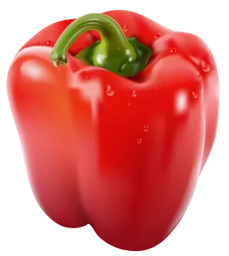 a red pepper with water droplets on it