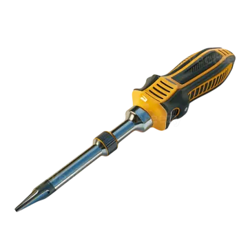 a drill with a yellow and black handle