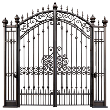 a wrought iron gate with an ornate design