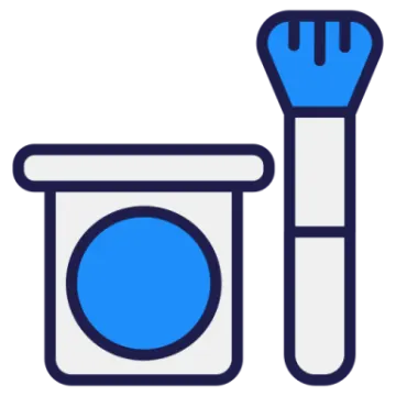 a blue and white icon of a laboratory equipment