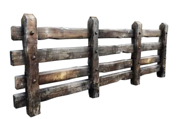 an old wooden fence on a white background