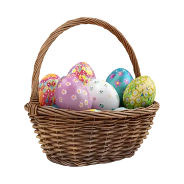 a basket filled with colorful easter eggs