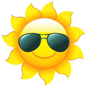 a sun with sunglasses on it