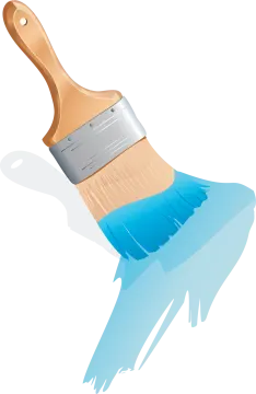 a paint brush with blue paint on it