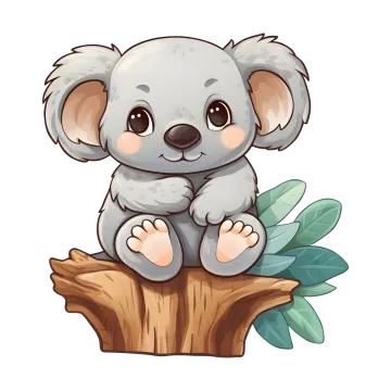 a cute kola sitting on top of a tree stump
