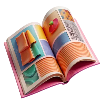an open book with a colorful design on it