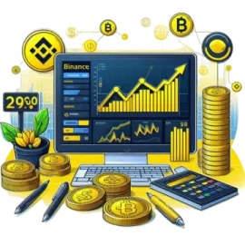 an image of a computer with coins and coins around it