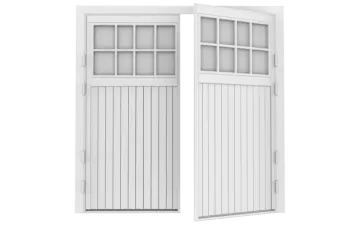 a pair of white wooden doors
