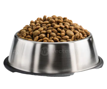 a bowl of dry food on a white background