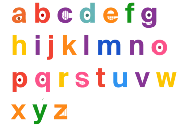 a colorful alphabet with the letters in different colors