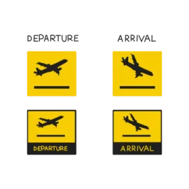 a set of four different signs with the words departure and departure