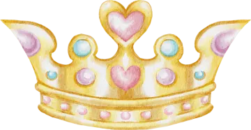 a watercolor drawing of a crown with hearts
