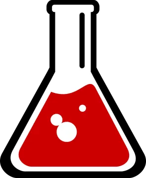 a red and black flask with a white background