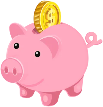 a pink piggy with a bit coin on top