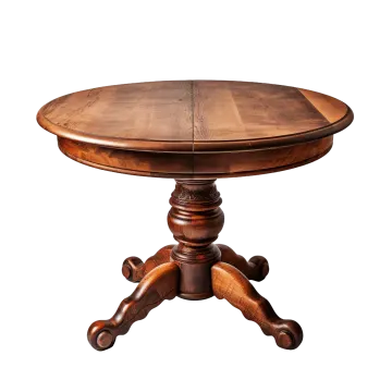 a round wooden table on a white background