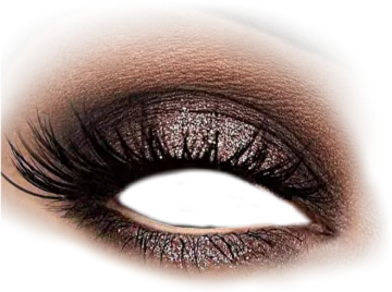 a close up of a brown eye with glitters
