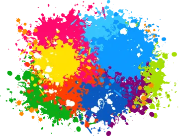 colorful paint splashs on white background