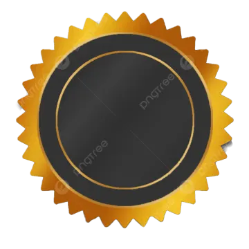 a black and gold medal on a white background