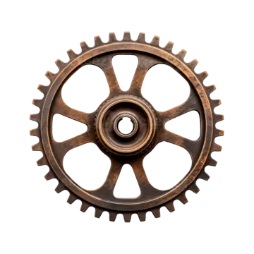 an old metal gear wheel on a white background