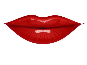 a red lips with a white background
