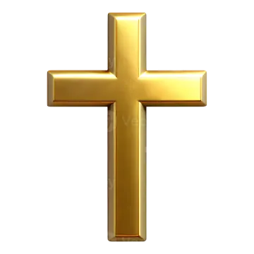 a gold cross on a white background