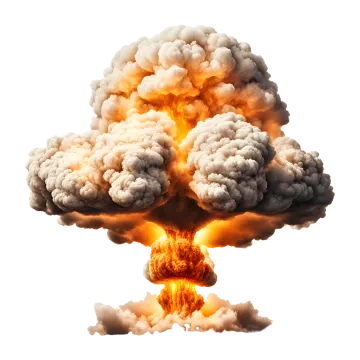 a large cloud of smoke rising from the ground