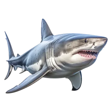 3d rendering of a great white shark isolated on a white background