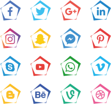 a set of colorful social icons