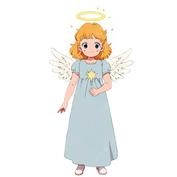 cute little angel girl in a blue dress with a star in her hands vector illustration on a white background stock vector illustration