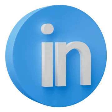 a blue circle with the word linked