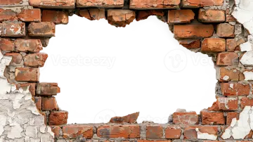 an old brick wall with a hole in it