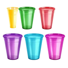a set of six plastic cups