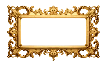 an ornate gold frame on a white background