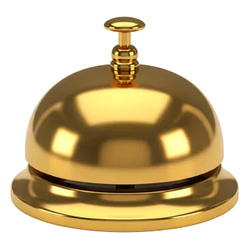 a golden bell on a white background