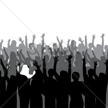 silhouettes of people with hands up in the air