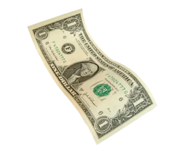 a dollar bill on a white background