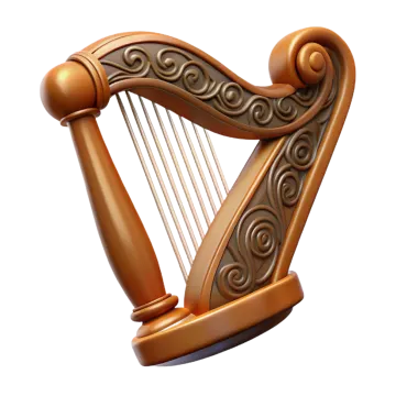 a golden harp on a white background