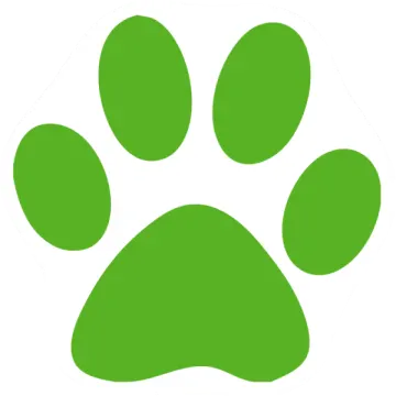 a green paw on a white background