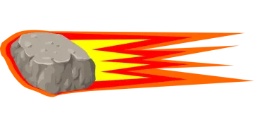 a rock with a red and yellow flame on it