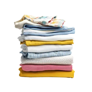 stack of folded clothes isolated on white background