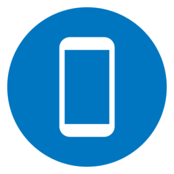 a blue circle with a white phone in it